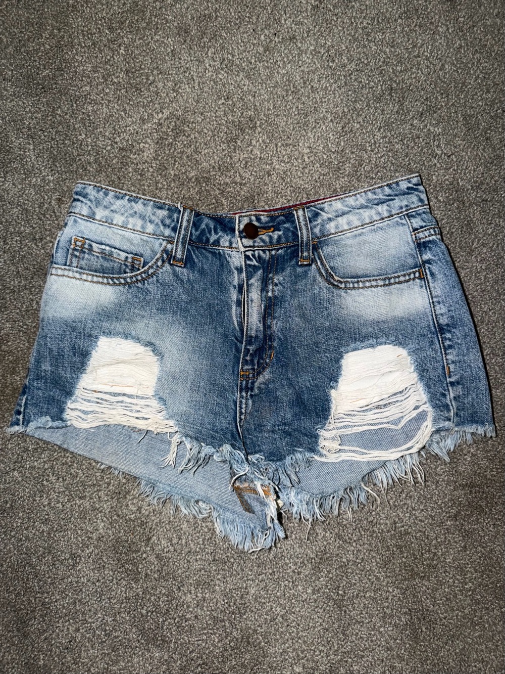 Forever 21 Faded Blue Distressed Denim Shorts